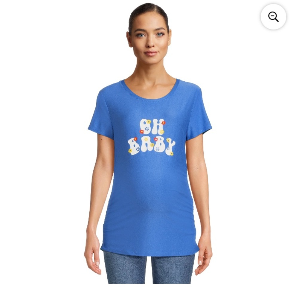 💜Time and Tru Maternity Short Sleeve Graphic T-Shirt “OH BABY”Size:Large(12-14)